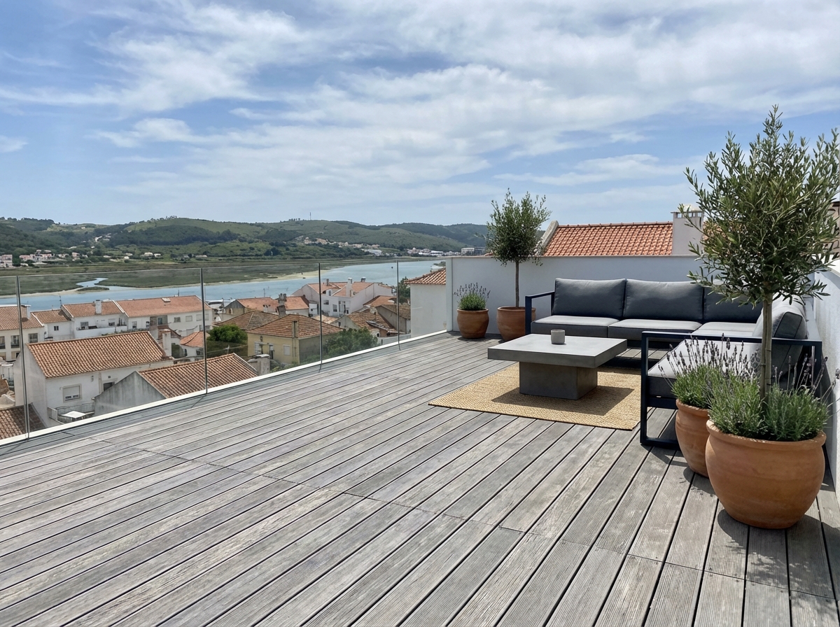 Deck exterior em terraço com vista