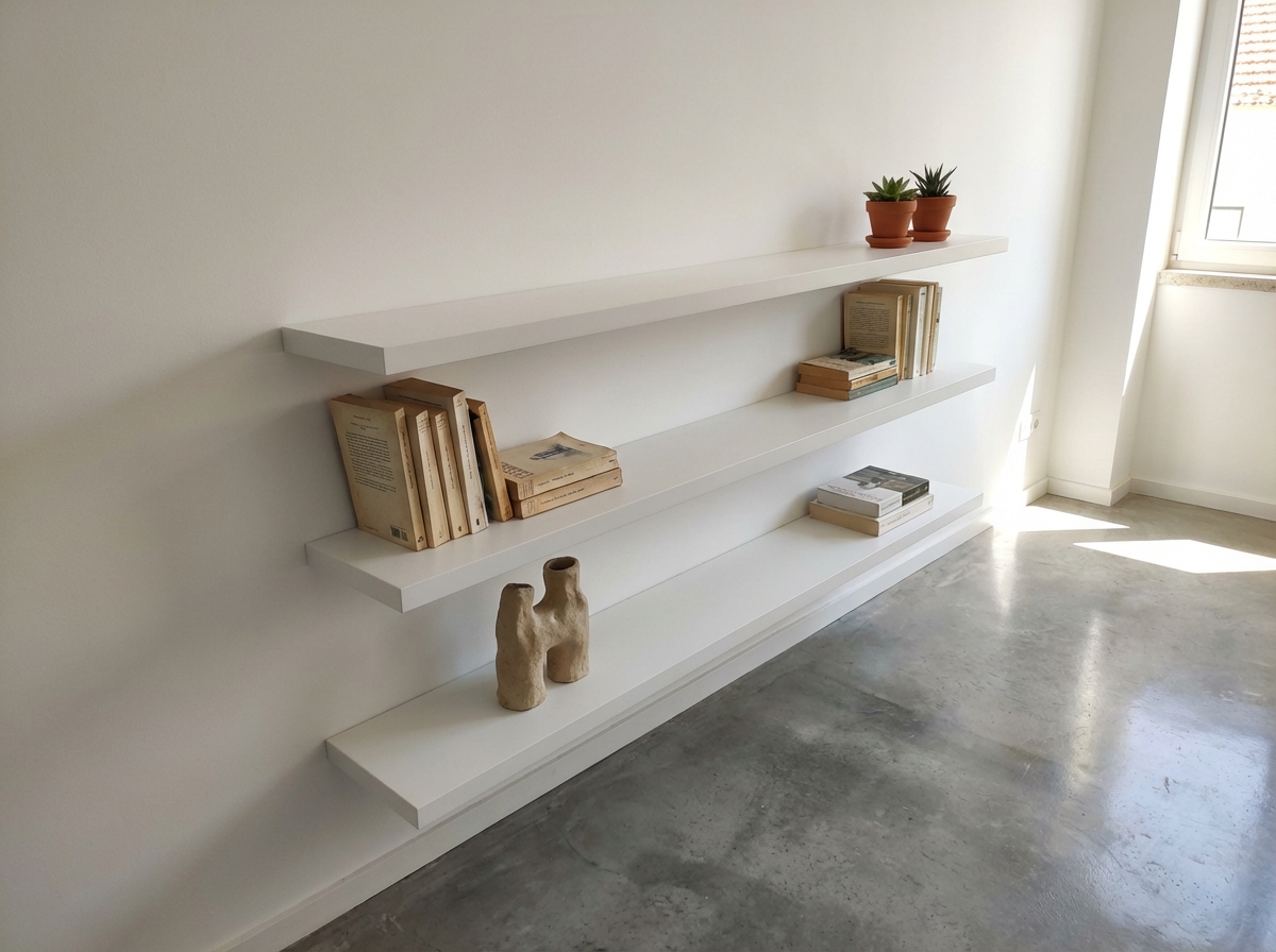 Estante flutuante minimalista em MDF lacado
