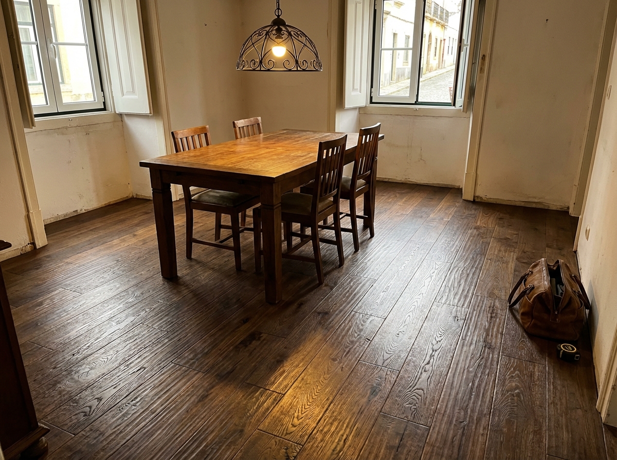 Piso premium com textura sincronizada de nogueira