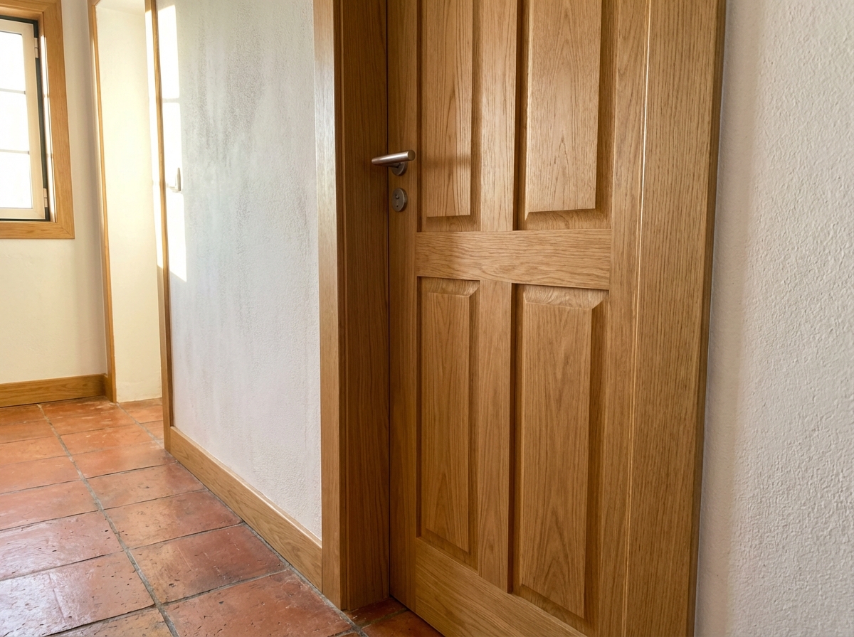 Porta em madeira maciça de carvalho natural